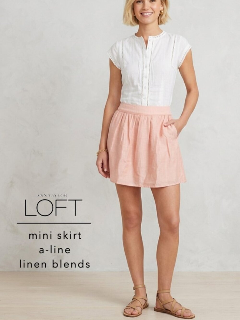 2/$29 Loft mini skirt size 8 pink A line size 8